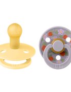 BIBS Set 2 suzete x Liberty Colour Strawberries and Cream Latex tetina rotunda 0 luni+ Pale butterfossil grey