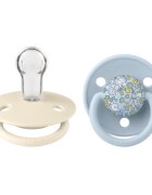 BIBS Set 2 suzete x Liberty de lux Eloise Silicon tetina rotunda marime universala Baby BlueIvory