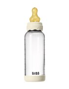 BIBS Set complet biberon Boheme din sticla anticolici cu tetina din latex flux mediu 240 ml Ivory