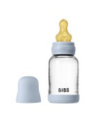 BIBS Set complet biberon din sticla anticolici cu tetina din latex flux lent 120 ml Baby Blue