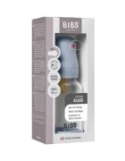 BIBS Set complet biberon din sticla anticolici cu tetina din latex flux lent 120 ml Baby Blue