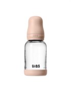 BIBS Set complet biberon din sticla anticolici cu tetina din latex flux lent 120 ml Blush