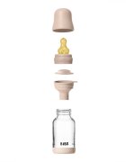 BIBS Set complet biberon din sticla anticolici cu tetina din latex flux lent 120 ml Blush