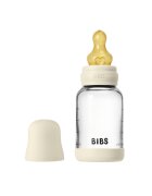 BIBS Set complet biberon din sticla anticolici cu tetina din latex flux lent 120 ml Ivory
