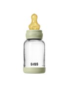 BIBS Set complet biberon din sticla anticolici cu tetina din latex flux lent 120 ml Sage