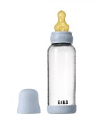 BIBS Set complet biberon din sticla anticolici cu tetina din latex flux mediu 240 ml Baby Blue