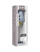 BIBS Set complet biberon din sticla anticolici cu tetina din latex flux mediu 240 ml Baby Blue