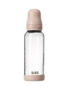BIBS Set complet biberon din sticla anticolici cu tetina din latex flux mediu 240 ml Blush
