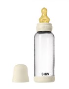 BIBS Set complet biberon din sticla anticolici cu tetina din latex flux mediu 240 ml Ivory