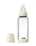 BIBS Set complet biberon din sticla anticolici cu tetina din silicon flux mediu 240 ml Ivory