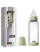 BIBS Set complet biberon din sticla anticolici cu tetina din silicon flux mediu 240 ml Sage