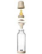 BIBS Set complet biberon fosforescent din sticla anticolici cu tetina din latex flux mediu 240 ml Vanilla Glow