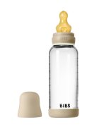 BIBS Set complet biberon fosforescent din sticla anticolici cu tetina din latex flux mediu 240 ml Vanilla Glow