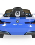 BMW Masinuta electrica pentru copii I4 Albastru 12V 70W cu echipare premium deschidere usi si licenta panou audio roti din spuma Eva pornire la buton scaun piele si telecomanda