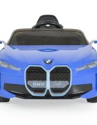 BMW Masinuta electrica pentru copii I4 Albastru 12V 70W cu echipare premium deschidere usi si licenta panou audio roti din spuma Eva pornire la buton scaun piele si telecomanda