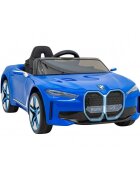 BMW Masinuta electrica pentru copii I4 albastru 50W cu telecomanda suspensii panou audio scaun piele si roti din spuma Eva