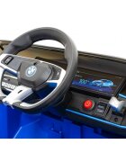 BMW Masinuta electrica pentru copii I4 albastru 50W cu telecomanda suspensii panou audio scaun piele si roti din spuma Eva