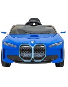 BMW Masinuta electrica pentru copii I4 albastru 50W cu telecomanda suspensii panou audio scaun piele si roti din spuma Eva