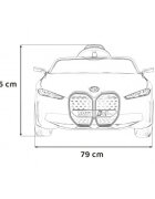 BMW Masinuta electrica pentru copii I4 albastru 50W cu telecomanda suspensii panou audio scaun piele si roti din spuma Eva