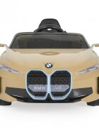 BMW Masinuta electrica pentru copii I4 Champaign 12V 70W cu echipare premium deschidere usi si licenta panou audio roti din spuma Eva pornire la buton scaun piele si telecomanda