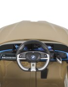 BMW Masinuta electrica pentru copii I4 Champaign 12V 70W cu echipare premium deschidere usi si licenta panou audio roti din spuma Eva pornire la buton scaun piele si telecomanda