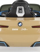 BMW Masinuta electrica pentru copii I4 Champaign 12V 70W cu echipare premium deschidere usi si licenta panou audio roti din spuma Eva pornire la buton scaun piele si telecomanda