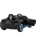 BMW Masinuta electrica pentru copii I4 negru 50W cu telecomanda suspensii panou audio scaun piele si roti din spuma Eva