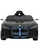 BMW Masinuta electrica pentru copii I4 negru 50W cu telecomanda suspensii panou audio scaun piele si roti din spuma Eva