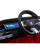 BMW Masinuta electrica pentru copii I4 rosu 50W cu telecomanda suspensii panou audio scaun piele si roti din spuma Eva