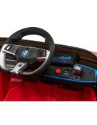 BMW Masinuta electrica pentru copii I4 rosu 50W cu telecomanda suspensii panou audio scaun piele si roti din spuma Eva