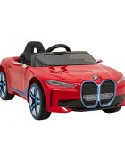 BMW Masinuta electrica pentru copii I4 rosu 50W cu telecomanda suspensii panou audio scaun piele si roti din spuma Eva