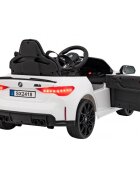 BMW Masinuta electrica pentru copii M4 alb 70W cu telecomanda amortizoare lumini panou audio scaun piele si roti din spuma Eva
