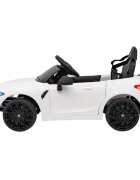 BMW Masinuta electrica pentru copii M4 alb 70W cu telecomanda amortizoare lumini panou audio scaun piele si roti din spuma Eva