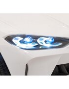 BMW Masinuta electrica pentru copii M4 alb 70W cu telecomanda amortizoare lumini panou audio scaun piele si roti din spuma Eva
