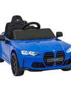 BMW Masinuta electrica pentru copii M4 albastru 70W cu telecomanda amortizoare lumini panou audio scaun piele si roti din spuma Eva
