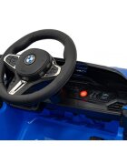 BMW Masinuta electrica pentru copii M4 albastru 70W cu telecomanda amortizoare lumini panou audio scaun piele si roti din spuma Eva