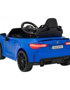 BMW Masinuta electrica pentru copii M4 albastru 70W cu telecomanda amortizoare lumini panou audio scaun piele si roti din spuma Eva