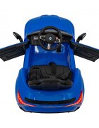 BMW Masinuta electrica pentru copii M4 albastru 70W cu telecomanda amortizoare lumini panou audio scaun piele si roti din spuma Eva