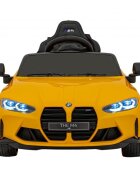 BMW Masinuta electrica pentru copii M4 galben70W cu telecomanda amortizoare lumini panou audio scaun piele si roti din spuma Eva