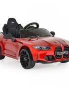 BMW Masinuta electrica pentru copii M4 Painted Red 12V 90W cu echipare premium deschidere usi si licenta panou audio roti din spuma Eva pornire la buton lumini si telecomanda