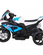 BMW Motocicleta electrica pentru copii HP4 albastru 70w cu panou audio lumini scaun piele 81x41x52 cm