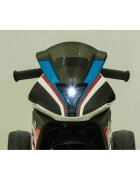 BMW Motocicleta electrica pentru copii HP4 albastru 70w cu panou audio lumini scaun piele 81x41x52 cm