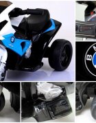 BMW Motocicleta electrica pentru copii S1000RR Albastru 69x44x36.5 cm varsta 1.5-4 ani roti si scaun din plastic putere 25W