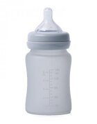BO Jungle Biberon termo din sticla acoperita de silicon cu indicator de temperatura 150 ml gri