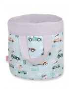 Bobono Cos rotund pentru depozitare jucarii size S Mint Rabbits Gray