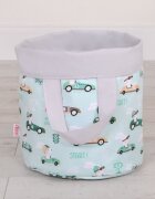Bobono Cos rotund pentru depozitare jucarii size S Mint Rabbits Gray