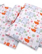 Bobono Lenjerie patut 3 piese cu protectie laterala Funny Elephants