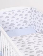 Bobono Lenjerie patut 3 piese cu protectie laterala si doua fete Clouds Gray Blue