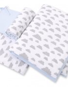 Bobono Lenjerie patut 3 piese cu protectie laterala si doua fete Clouds Gray Blue