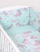 Bobono Lenjerie patut 3 piese cu protectie laterala Unicorn Mint